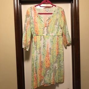 Gap 3/4 sleeve pastel embroidered dress